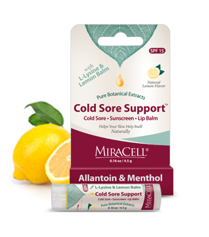 miracell cold sore support lip balm with natural lemon flavor